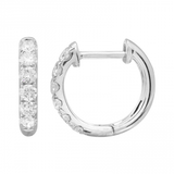 14K White Gold Diamond Huggie Earrings-Earrings-Maurice's Jewelers-WHIITE GOLD-