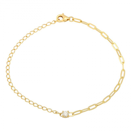 14K Yellow Gold Diamond Mixed Chain Bracelet