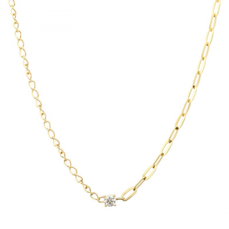 14K Yellow Gold Diamond Mixed Chain Necklace-Necklaces-Maurice's Jewelers-