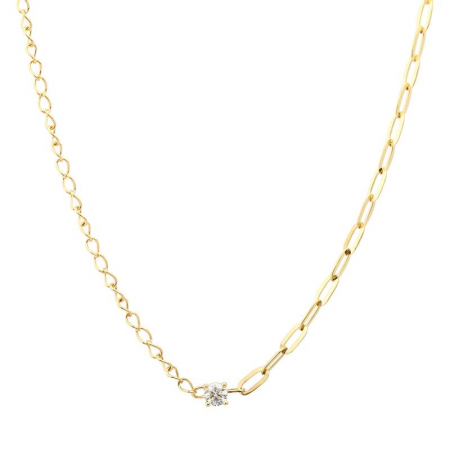 14K Yellow Gold Diamond Mixed Chain Necklace