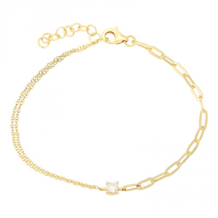 14K Yellow Gold Diamond Mixed Double Chain Bracelet-Bracelets-superbell-