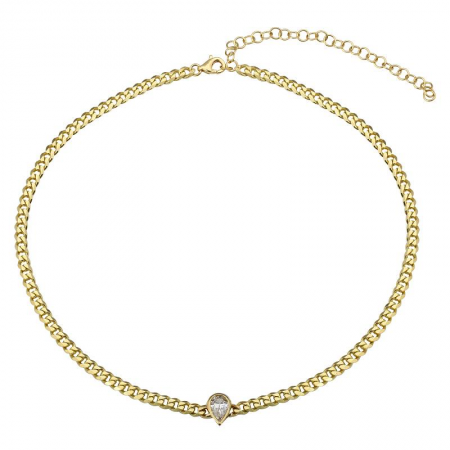 14k Yellow Gold Pear Shape Diamond Link Necklace-Necklaces-Maurice's Jewelers-