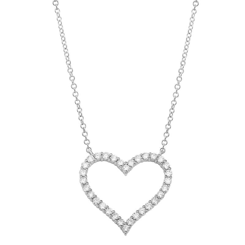 14k White Gold Open Heart Diamond Necklace-Necklaces-Maurice's Jewelers-