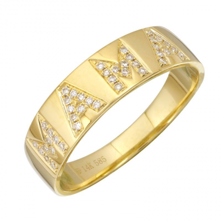 14k Yellow Gold Mama Diamond Ring