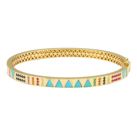 14k Yellow Gold Turquoise Bangle-Bracelets-Maurice's Jewelers-