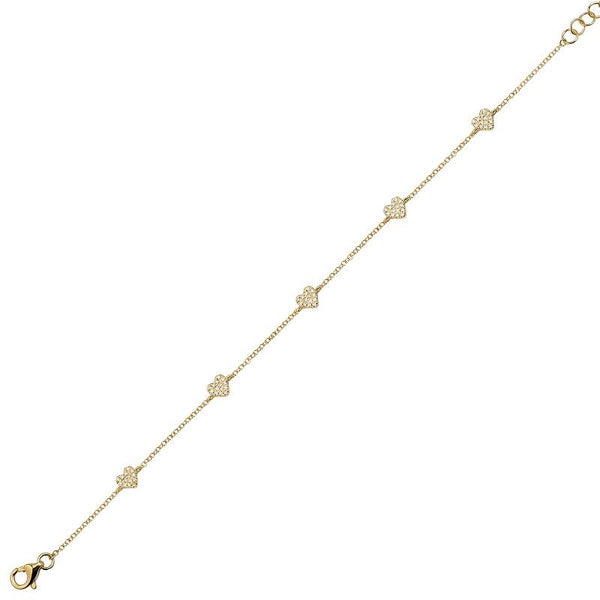 14k Yellow Gold Five Heart Pave Diamond Bracelet-Bracelets-Maurice's Jewelers-