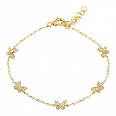 14k Yellow Gold Butterfly Diamond Bracelet
