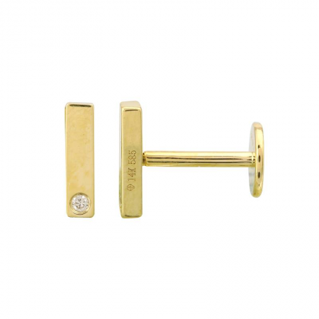 14K Yellow Gold Diamond Bar Flat Back Earrings-EARRINGS-superbell-