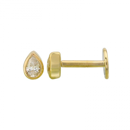 14K Yellow Gold Pear Diamond Flat Back Earrings