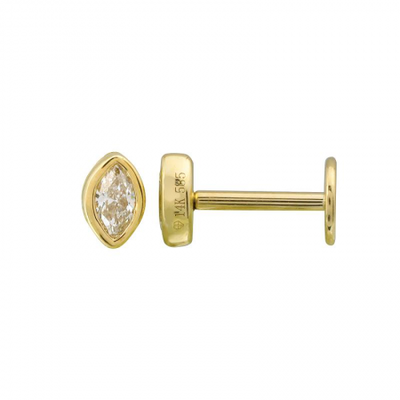 14K Yellow Gold Marquise Diamond Flat Back Earrings-EARRINGS-superbell-
