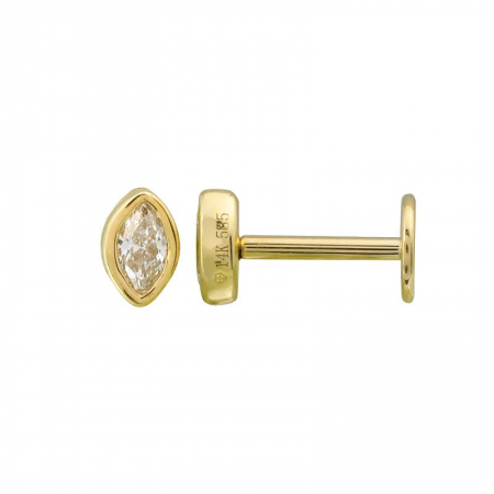 14K Yellow Gold Marquise Diamond Flat Back Earrings