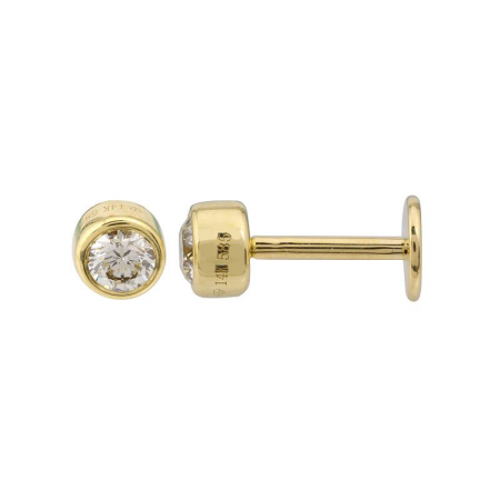 14K Yellow Gold Bezel Setting Diamond Flat Back Earrings-EARRINGS-Maurice's Jewelers-