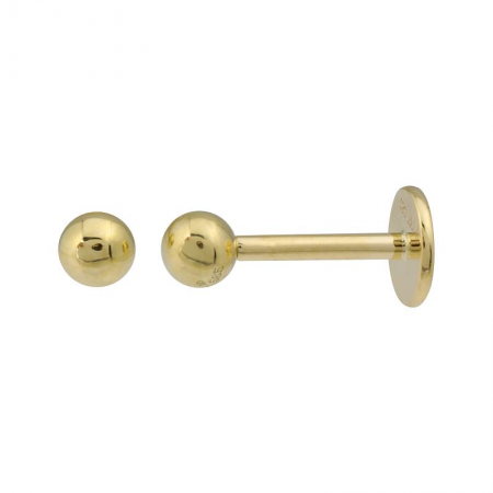 14K Yellow Gold Ball Flat Back Earrings