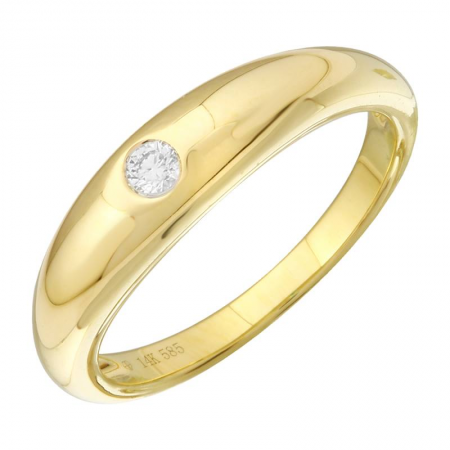 14K Yellow Gold Inlay Diamond Ring
