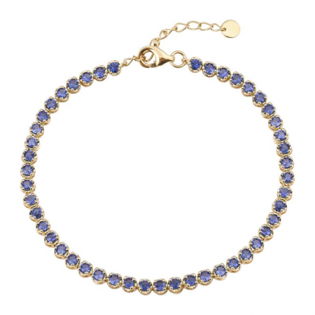 14k Yellow Gold Crown Prong Sapphire Tennis Bracelet