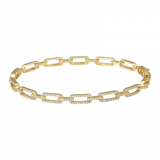 14K Yellow Gold Diamond Fancy Link Bangle-Bangles-Maurice's Jewelers-YELLOW GOLD-