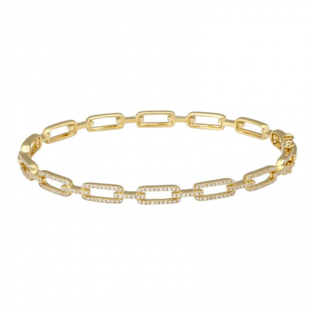 14K Yellow Gold Diamond Fancy Link Bangle