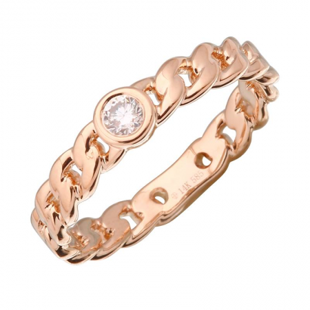 14K Rose Gold Diamond Chain Link Ring