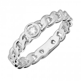 14K White Gold Diamond Chain Link Ring