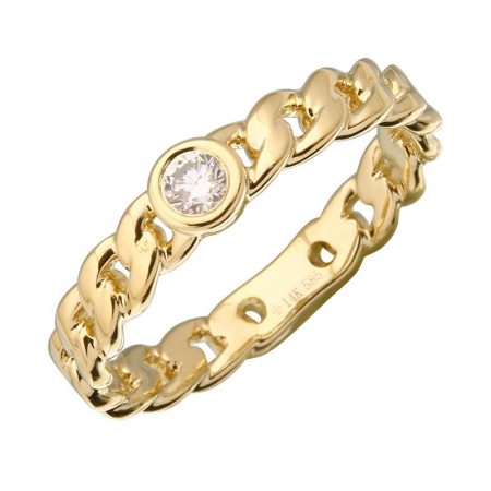 14K Yellow Gold Diamond Chain Link Ring