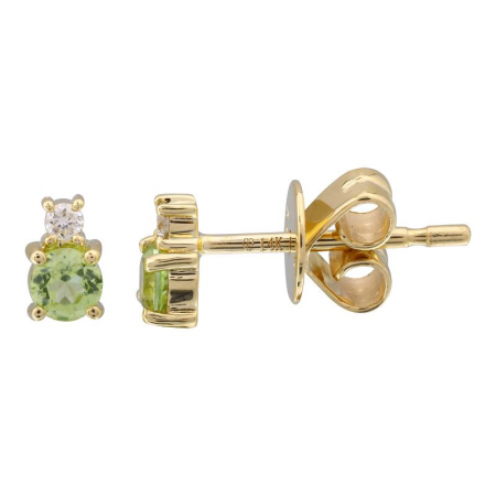 14K Yellow Gold Diamond & Birthstone Mini Earrings