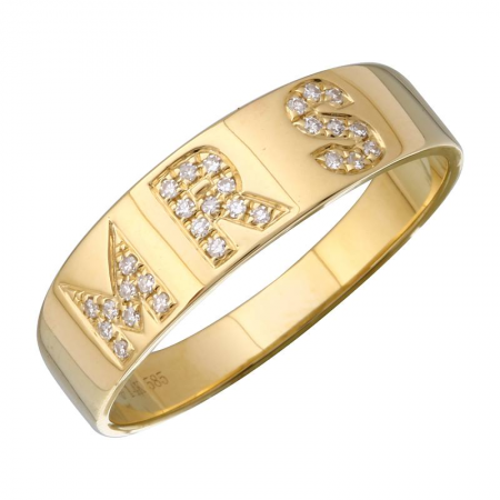 14k Yellow Gold Mrs Diamond Ring
