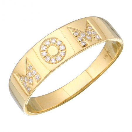 14k Yellow Gold Mom Diamond Ring
