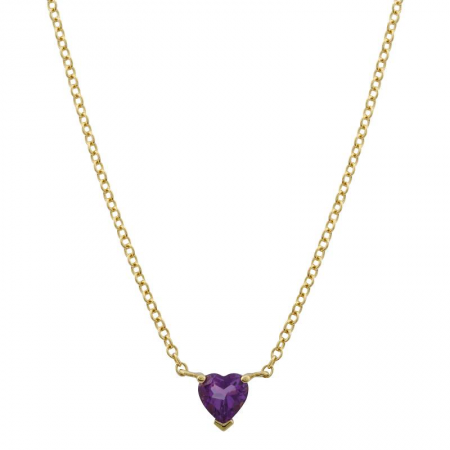 14k Yellow Gold Amethyst Heart Shape Necklace-Necklaces-Maurice's Jewelers-
