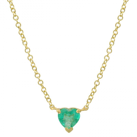 14k Yellow Gold Heart Shape Emerald Necklace-Necklaces-Maurice's Jewelers-