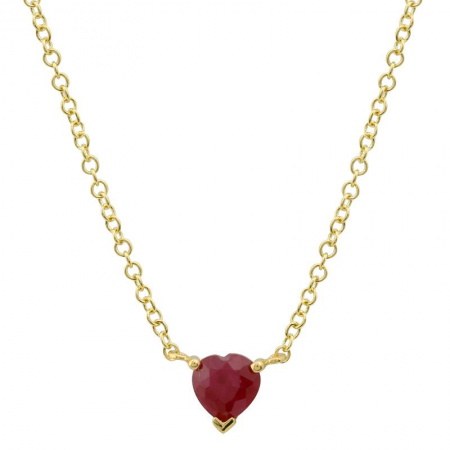 14k Yellow Gold Heart Shape Ruby Necklace-Necklaces-Maurice's Jewelers-