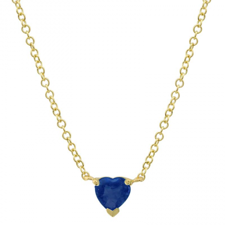 14K Yellow Gold Sapphire Heart Necklace-Necklaces-Maurice's Jewelers-