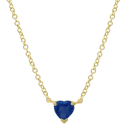 14K Yellow Gold Sapphire Heart Necklace