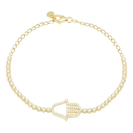 14K Yellow Gold Diamond Hamsa Bracelet-Bracelets-Maurice's Jewelers-
