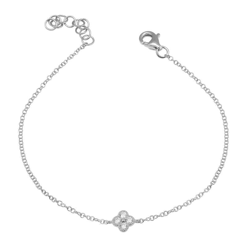 14K Yellow Gold Diamond Clover Bracelet-Bracelets-Maurice's Jewelers-White-