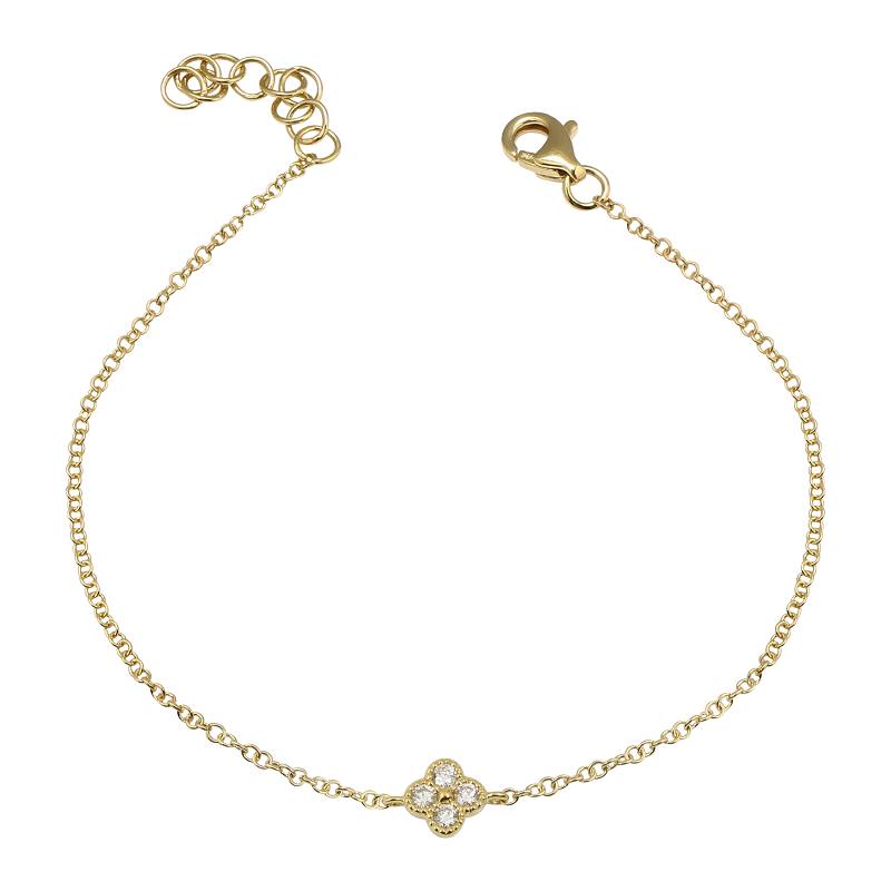 14K Yellow Gold Diamond Clover Bracelet-Bracelets-Maurice's Jewelers-Yellow-