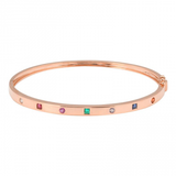 14K Yellow Gold Round + Square Multi Gemstone Bangle-Bracelets-Maurice's Jewelers-ROSE GOLD-