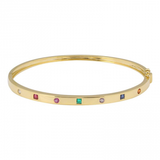 14K Yellow Gold Round + Square Multi Gemstone Bangle-Bracelets-Maurice's Jewelers-YELLOW GOLD-