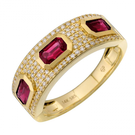 14k Yellow Gold Ruby Diamond Ring-Rings-Maurice's Jewelers -