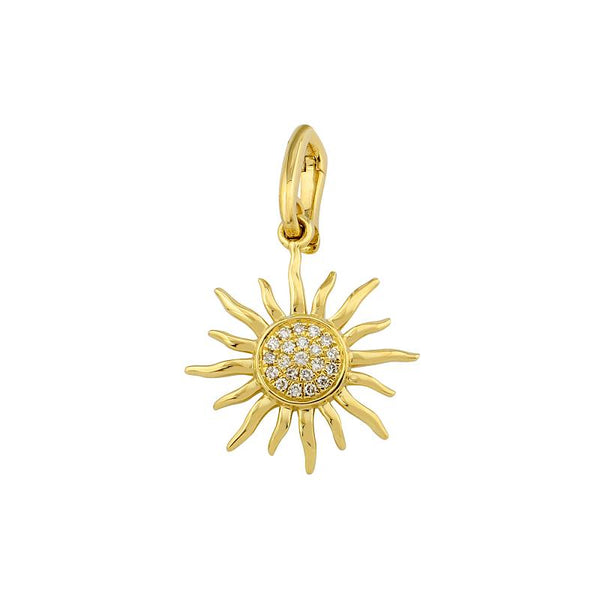 14k Yellow Gold Diamond Sun Charm