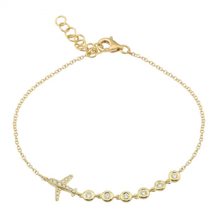 14k Yellow Gold Diamond Airplane Diamond Bracelet-Bracelets-Maurice's Jewelers-