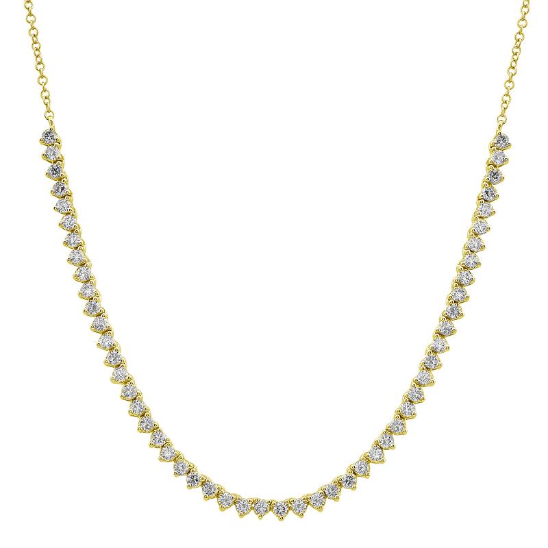 14k Yellow Gold Diamond Tennis Chain Necklace