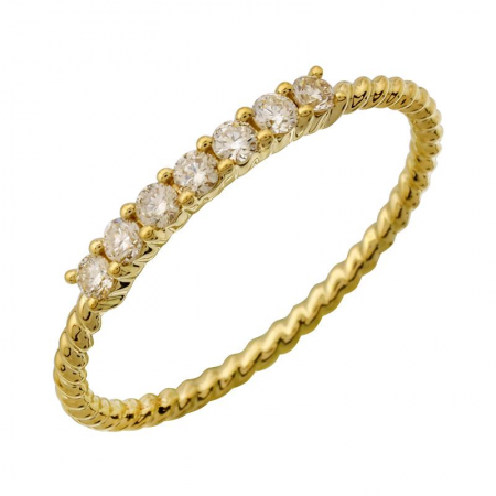 14k Yellow Round Diamond Top Twist Band-Rings-Maurice's Jewelers-