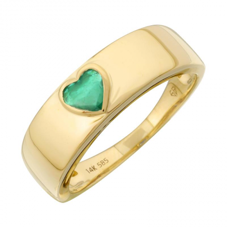 14k Yellow Gold Heart Emerald Ring