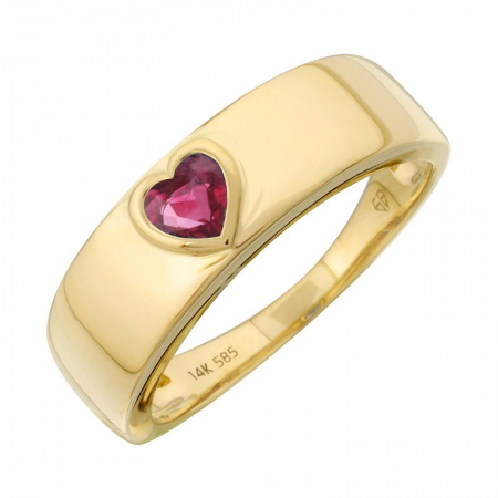 14k Yellow Gold Heart Shape Pink Sapphire Ring
