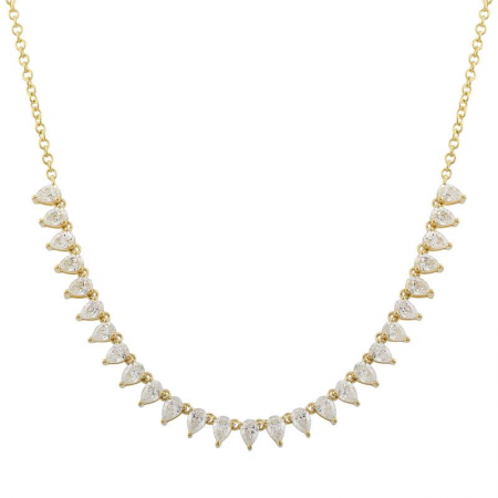 14k Yellow Gold 3 Prongs Set Pear Shape Diamond Necklace-Necklaces-Maurice's Jewelers-