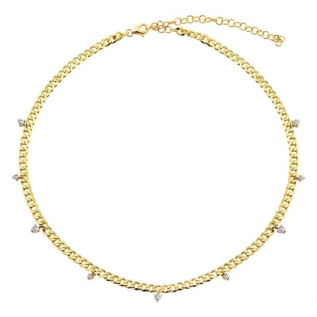 14k Yellow Gold Diamond Cuban Link Chain Necklace-Necklaces-Maurice's Jewelers-