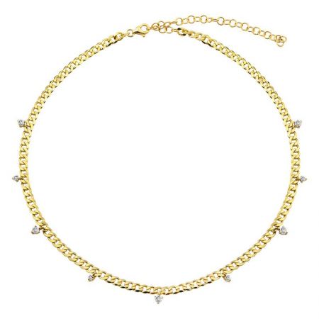 14k Yellow Gold Diamond Cuban Link Chain Necklace