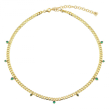 14k Yellow Gold Emerald Cuban Link Chain Necklace-Necklaces-Maurice's Jewelers-