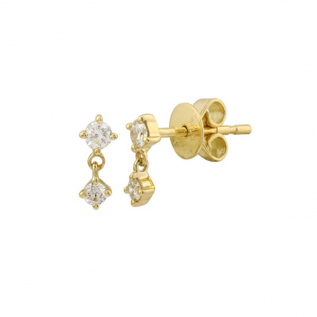 14k Yellow Gold Diamond Dangle Earrings-EARRINGS-Maurice's Jewelers-