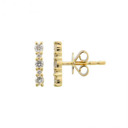 14k Yellow Gold Diamond Stick Stud Earrings
